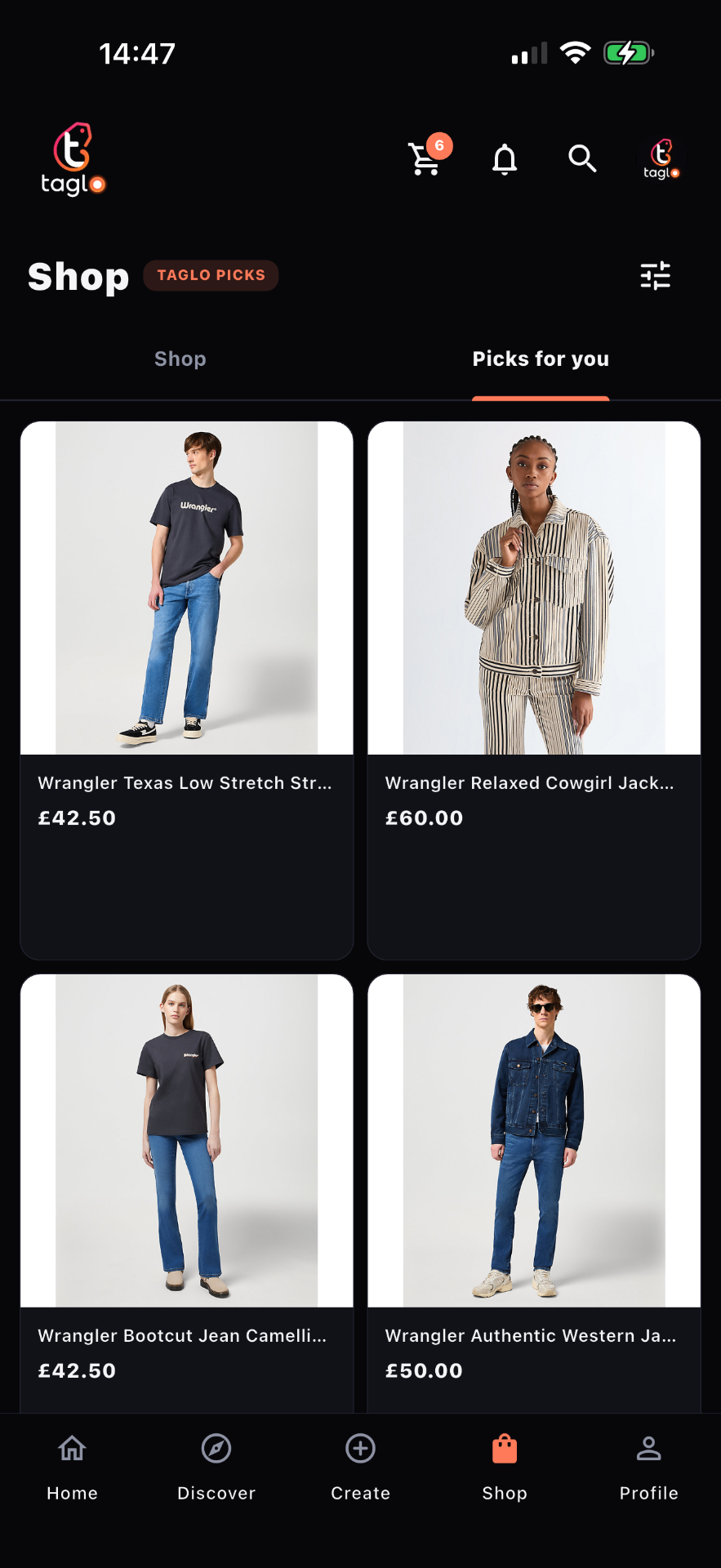 Taglo app — Picks for you