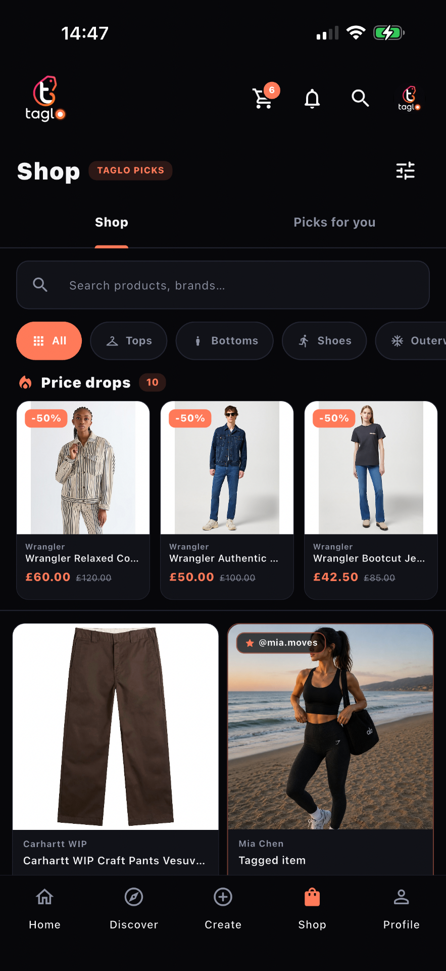 Taglo app — Shop & price drops