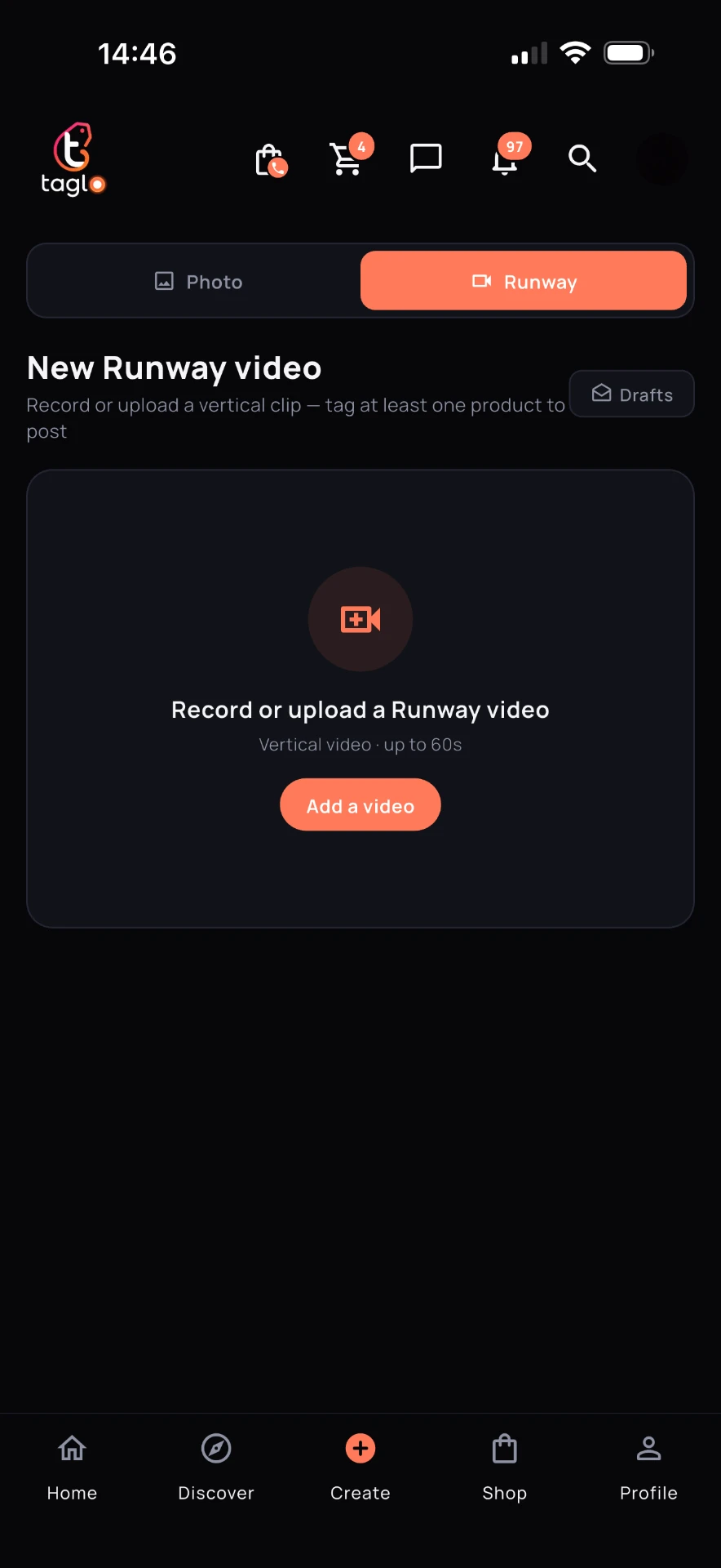 Taglo app — Create a Runway video